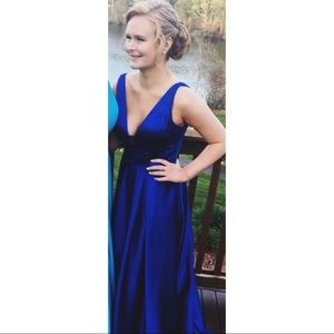 BLUE SATIN PROM DRESS